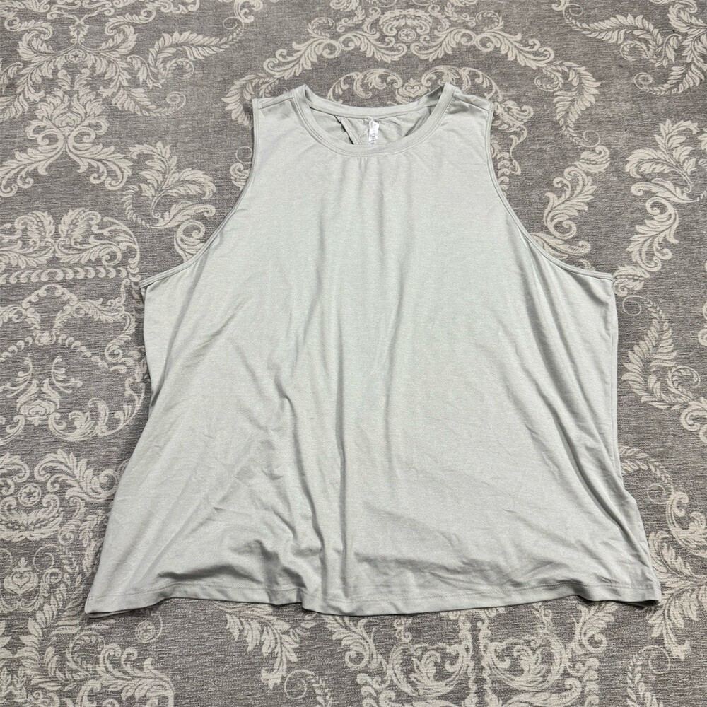 Fabletics Tank Top Womens Plus 2XL Light Sage Green Open Back Twist Yoga